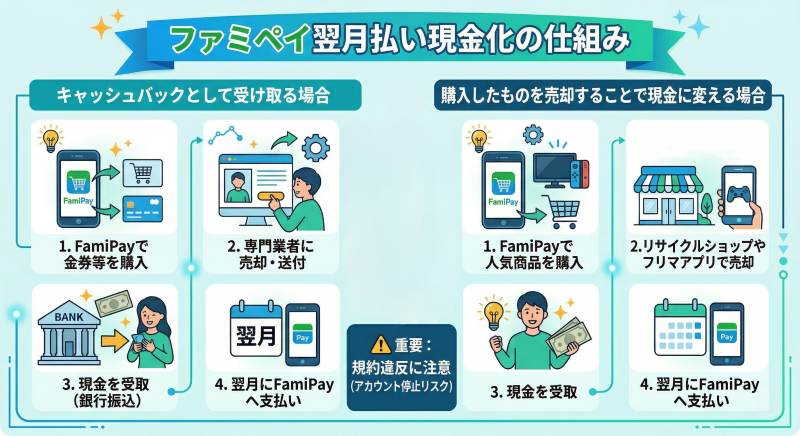 ファミペイ翌月払い現金化の仕組み