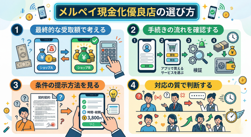 メルペイ現金化の優良店の選び方