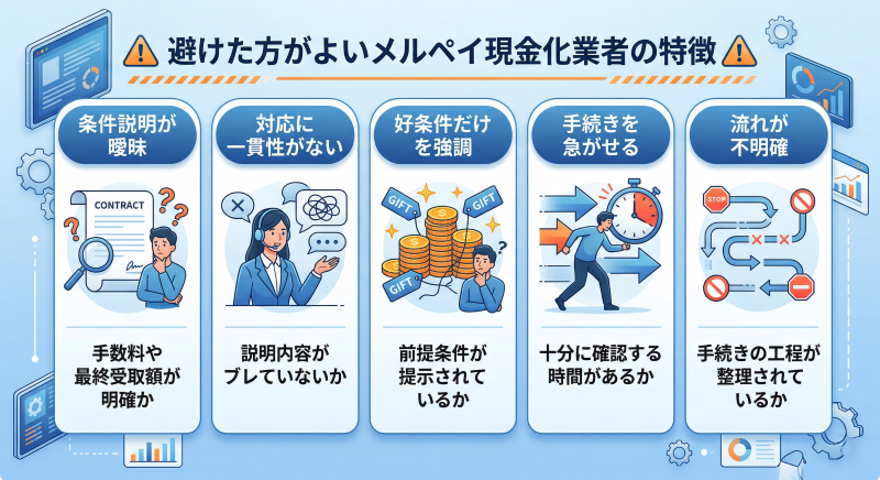 メルペイ現金化で避けた方がいい業者